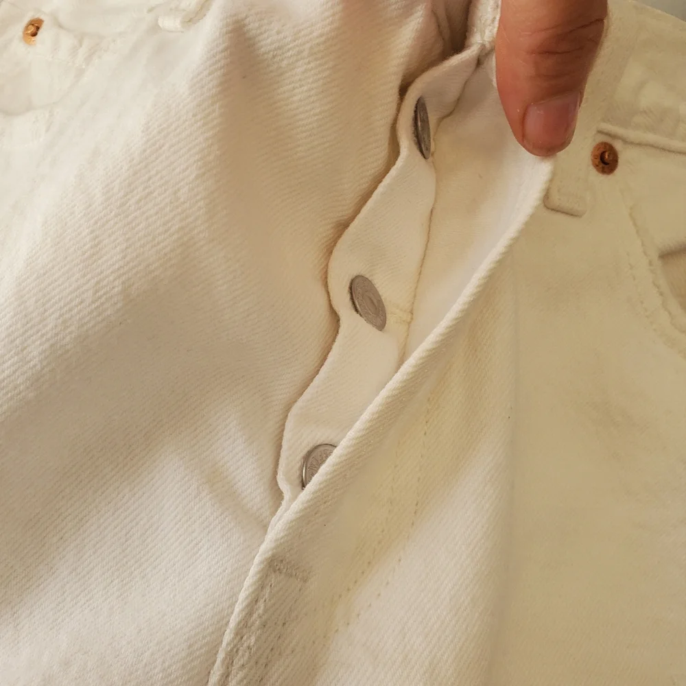 EUC Levi's Distressed Button Fly White 501 Denim Jean Shorts - Picture 8 of 11